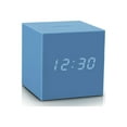 thumbnail image 1 of Gingko Gravity Cube Click Clock  3" x 3" Time/Date/Temp Sky Blue  Alarm Clock, 1 of 2