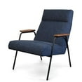 thumbnail image 1 of Gingko Melbourne Modern Mid Century Blue Lounge Chair with Walnut Wood Armrests and Black Steel Legs (Upholstered Seat), 1 of 6