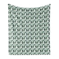 thumbnail image 1 of Gingko Soft Flannel Fleece Throw Blanket, Mother Nature Ginkgo Biloba Tree Leaves Homeopathic Therapy Foliage Pattern, Cozy Plush for Indoor and Outdoor Use, 50" x 60", Green and White, by Ambesonne, 1 of 5