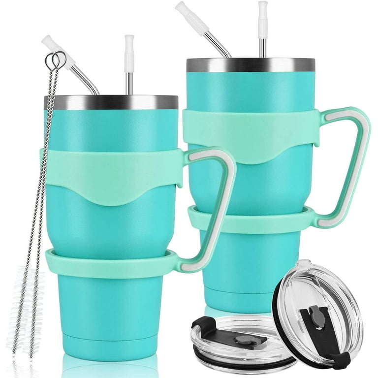 Gingprous 2 Pack 30 oz Stainless Steel Tumblers with Lids Straws , Double  Wall Travel Tumblers , Vacuum Insulated Coffee Cup , Mint