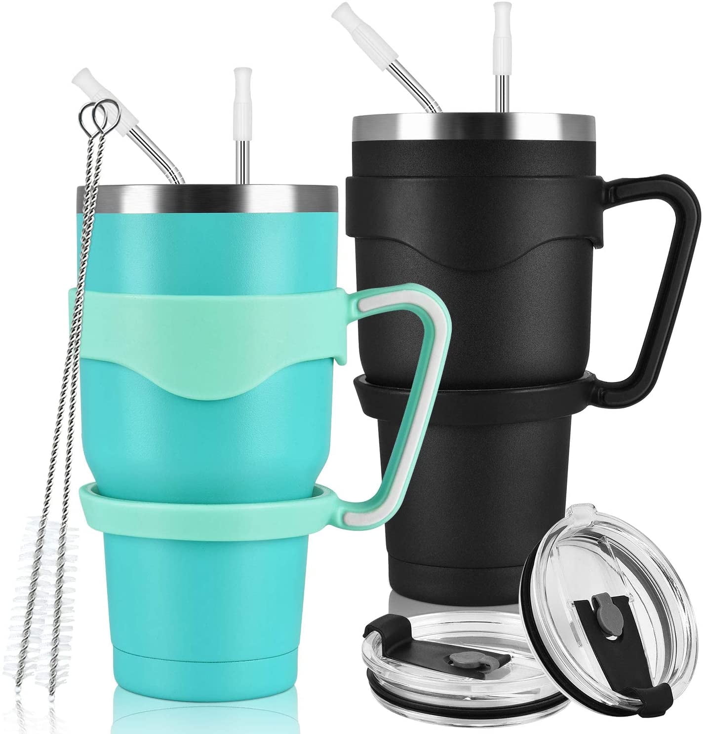 Tumbler Set - Includes 30oz Steel Tumbler, Handle, Lid, Straw and Brush