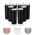 thumbnail image 1 of Gingprous 20 oz 8 Pack Stainless Steel Skinny Travel Tumblers with Lid and Straw,Double Wall Vacuum Insulated Slim Water Tumbler Cup?Black, 1 of 15