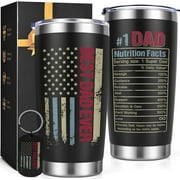 Gingprous 20 oz Best Dad Ever Gifts, Fathers Day Birthday Gifts for Dad Father Step Dad from Daughter Son, Nutrition Facts Stainless Steel Tumbler with Keychain