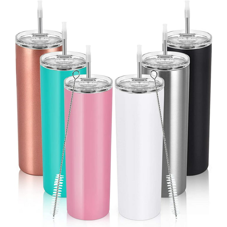 Gingprous 20oz Stainless Steel Skinny Tumbler, 6 Pack Double Wall