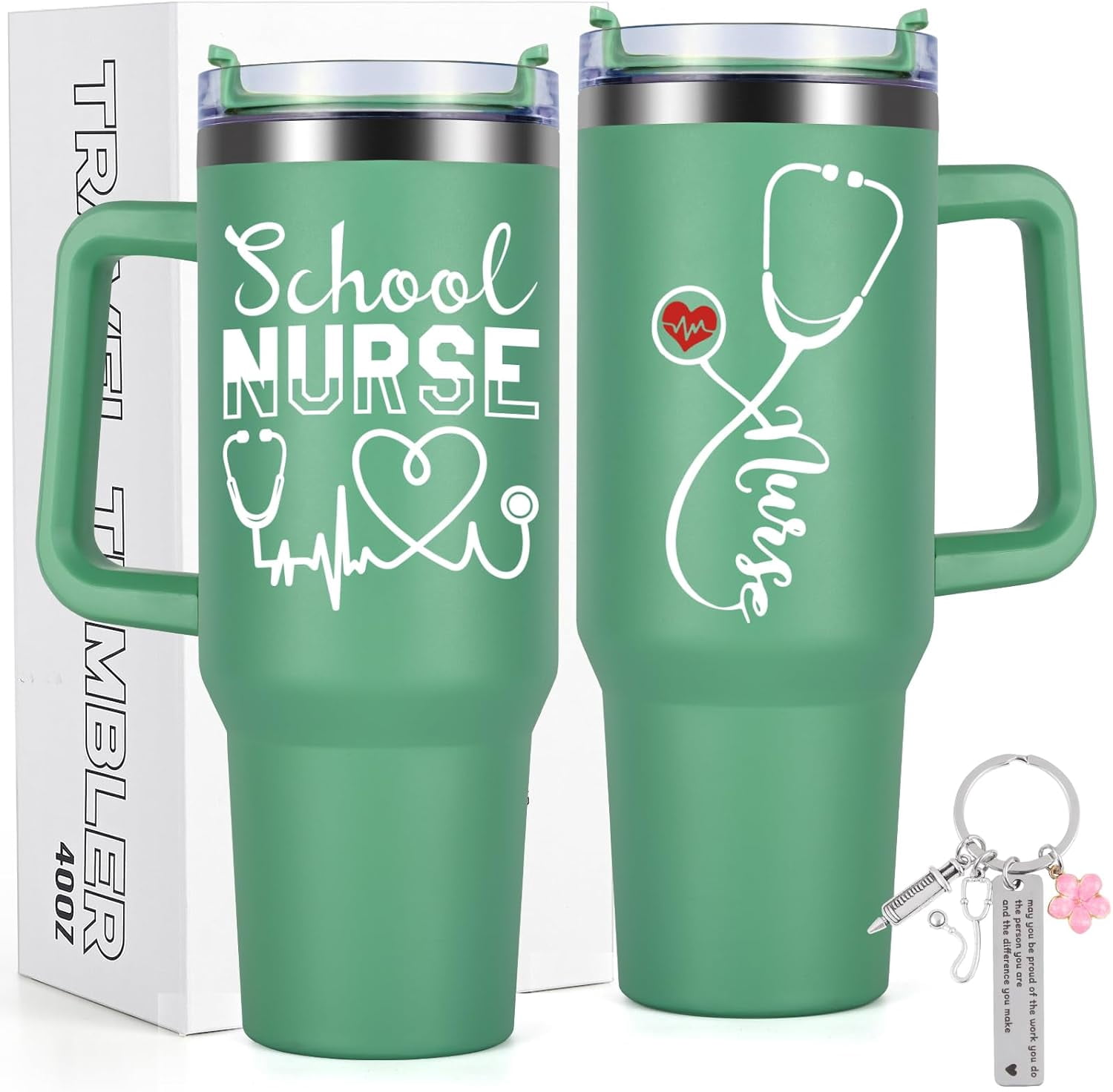 Gingprous School Nurse Appreciation Gifts, 40oz Tumbler with Keychain