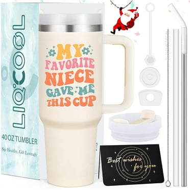 Gingprous 40 Oz Aunt Tumbler - My Favorite Niece Gave Me This Cup, Best Aunt Christmas Gifts, Unique Gifts for Aunt Birthday Thanksgiving Christmas Mothers Day(Cream)