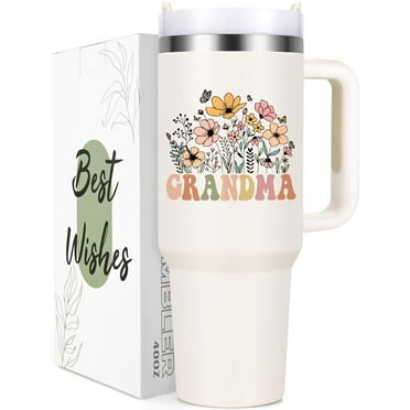 Gingprous Grandma 40oz Tumbler with Handle, Grandma Gifts from Grandkids, Grandma Christmas Gifts Birthday Gifts Mothers Day Gifts for Grandma Grandmother Grammy Nana Mimi