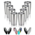 thumbnail image 1 of Gingprous 8 Pack 20 oz Stainless Steel Travel Tumblers with Lids Straws , Vacuum Insulated Coffee Cup ，Silver, 1 of 8