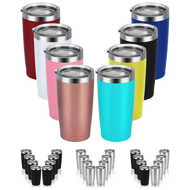 Gingprous 8 Pack 20 oz Stainless Steel Travel Tumblers with Lids Straws
