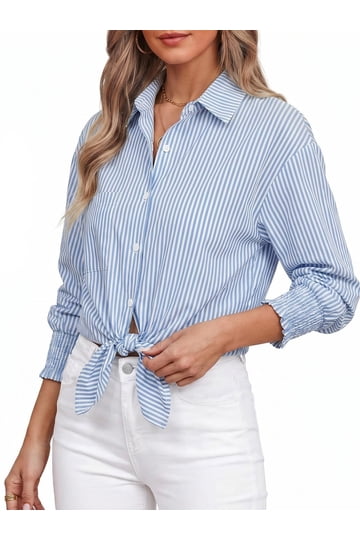 cinderella's dress is not blue Cotton Blend Blue Striped Shirt main image 1