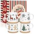 thumbnail image 1 of Gingprous Christmas Coffee Mugs Set of 4, Holiday Mugs with Festive Christmas Themed Design, 14 Oz Hot Cocoa Mugs, Family Gifts for Christmas, 1 of 7