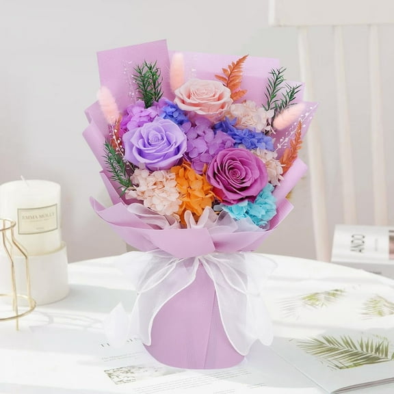 Gingprous Preserved Flowers for Delivery Prime,Pink Flowers Fresh Bouquet with Gift Box, Forever Flowers for Women Mother Day Anniversary Birthday