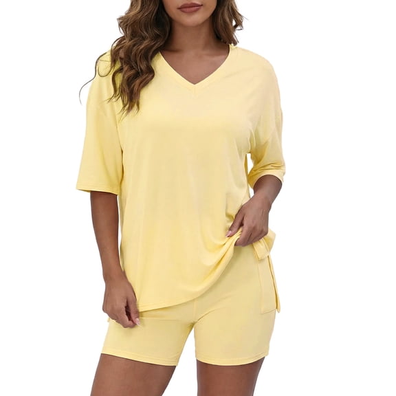 Gingprous Women's 2 Piece Summer Lounge Set 2026 Oversized Top & Elastic Waist Shorts Casual Travel Outfit