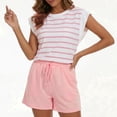 thumbnail image 1 of Gingprous Womens 2 Piece Outfits Striped Lounge Set Cap Sleeve Top and Drawstring Shorts Matching Set Spring Summer, 1 of 10