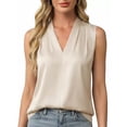 thumbnail image 1 of Gingprous Womens Sleeveless V-Neck Blouse Elegant Solid Tank Top Business Casual Workwear, 1 of 8