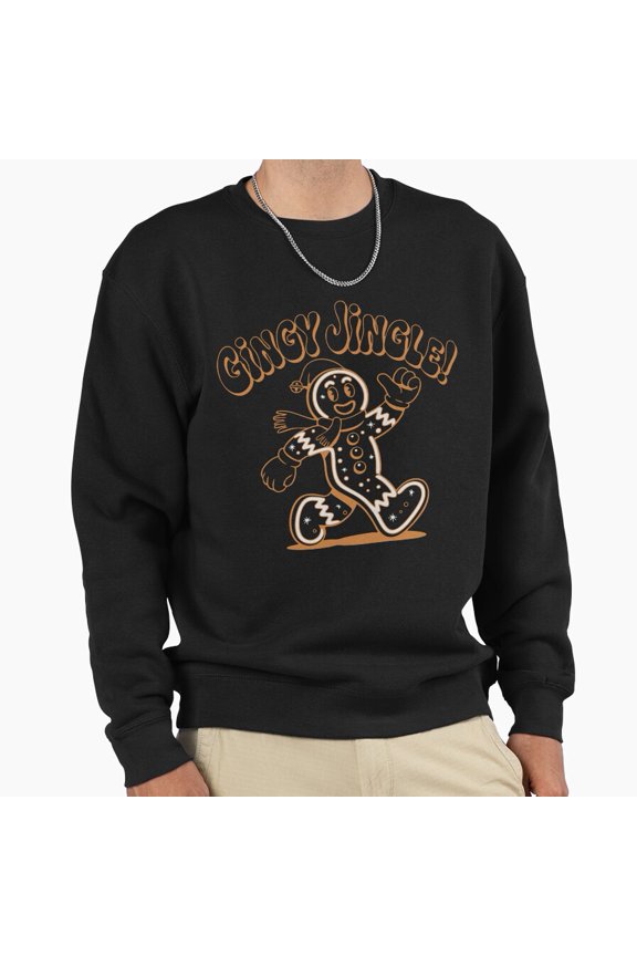 Gingy Jingle Retro Gingerbread Unisex Sweatshirt Vintage Cookie Illustration Christmas G7007, Up to Size 5XL