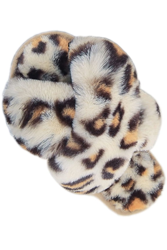 Ginisom Girls Fuzzy Slippers Kids Open Toe Cross Band Fluffy House Slippers