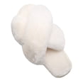 thumbnail image 1 of Ginisom Women's Fuzzy Slippers Cross Band Fluffy Open Toe House Slide Slipper, 1 of 6