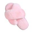 thumbnail image 1 of Ginisom Women's Fuzzy Slippers Cross Band Fluffy Open Toe House Slide Slipper, 1 of 6
