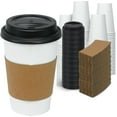 thumbnail image 1 of Ginkgo 100 Pack 16 oz Disposable To Go Coffee Cups with Lids and Sleeves Hot Paper Coffee Cups, 1 of 6