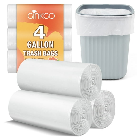 Ginkgo 105 Count Small Trash Bags 4 Gallon Bathroom Garbage Bags