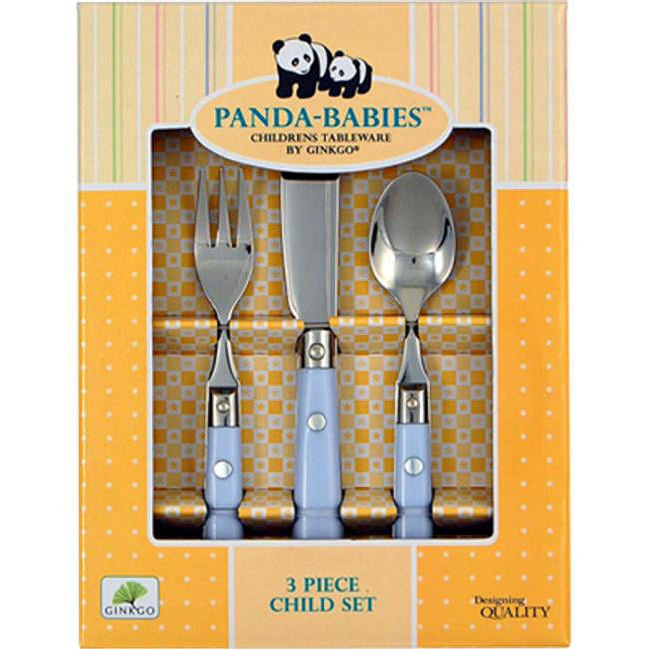 Ginkgo 1810 Stainless Steel PandaBabies 3 Piece Baby & Toddler Set