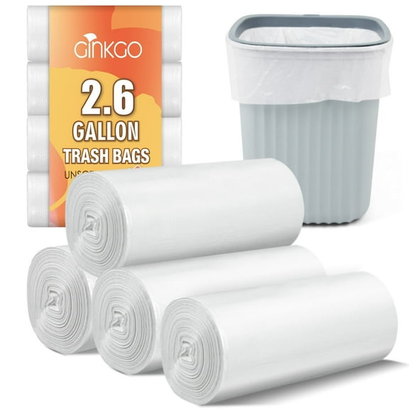 Ginkgo 220 Count Small Trash Bags 2.6 Gallon Mini Garbage Bags for Bathroom