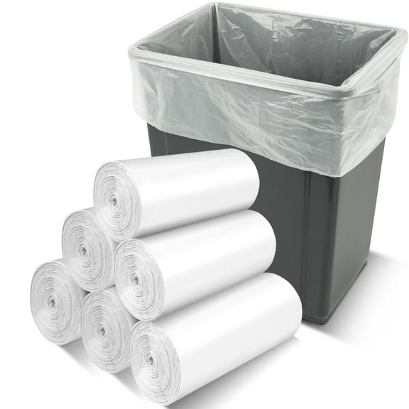 Ginkgo 240 Count 8 Gallon Trash Bags Medium Kitchen Garbage Bags, White, Fragrance Free