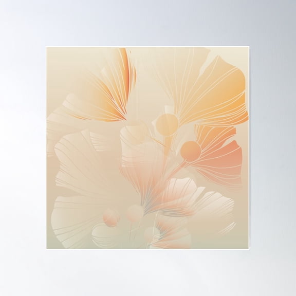 Ginkgo Biloba Botanical Flower Abstract Graphic Art Rust Gradient Poster Wall Art, Modern Wall Decor For Living Room Bedroom, 16X16 UNFRAMED