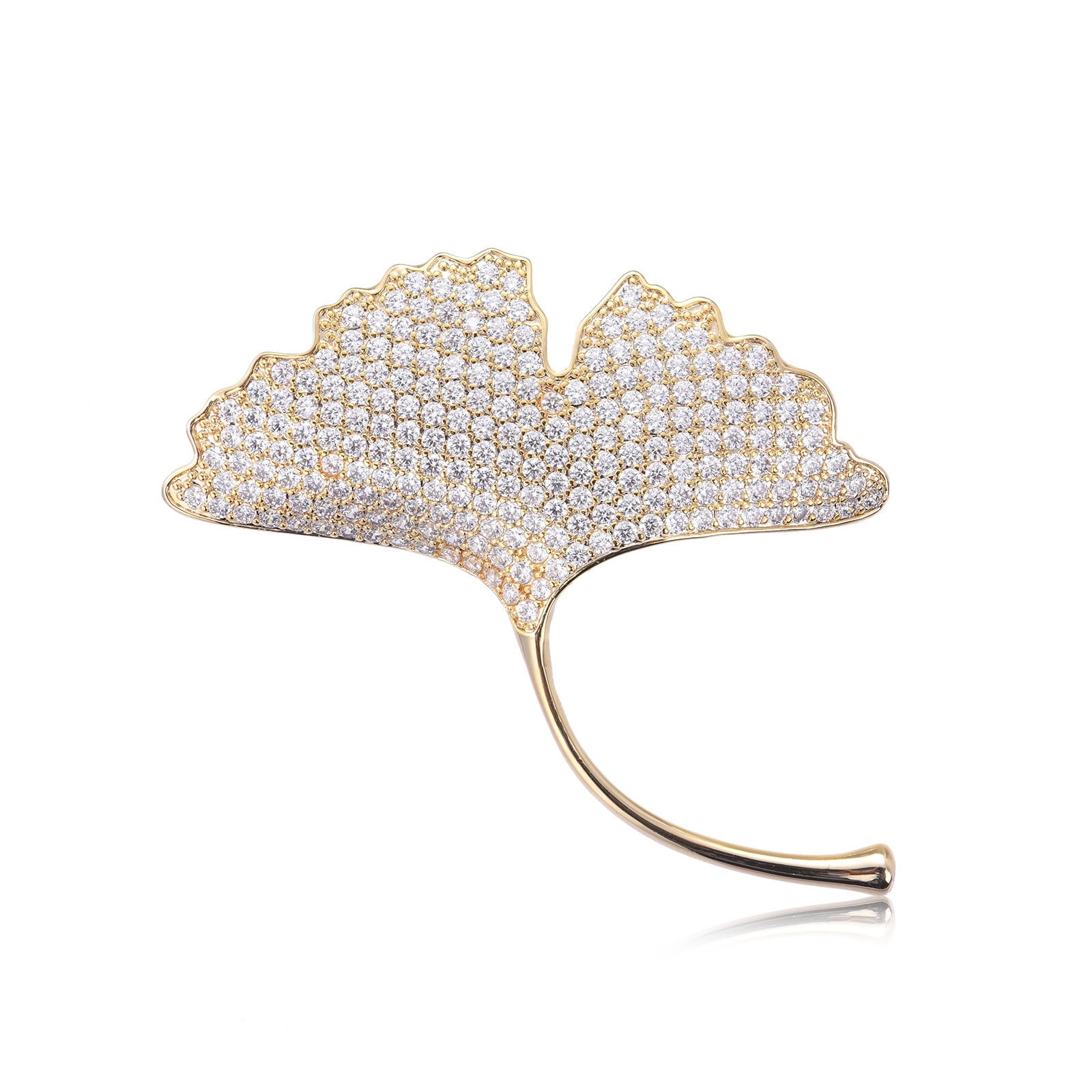 Ginkgo Biloba Brooch Elegant Rhinestone Women's Corsage Pin For Wedding Bouquet