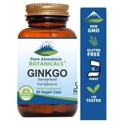 Ginkgo Biloba Capsules with 400mg Organic Ginkgo Biloba Leaf and Extract, Nature's Brain Supplement, Kosher Vegan, 90 Caps