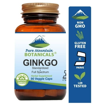 Ginkgo Biloba Capsules with 400mg Organic Ginkgo Biloba Leaf and Extract, Nature's Brain Supplement, Kosher Vegan, 90 Caps