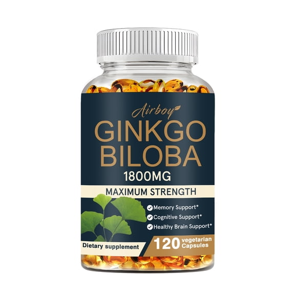 Ginkgo Biloba Extra Strength 1800 Mg Per Serving - Supports Brain Function & Memory Support, 120 Vegetarian Capsules