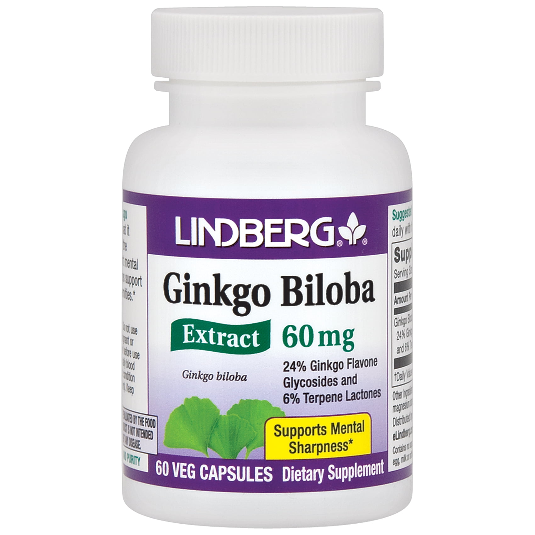 Ginkgo Biloba Pills 60 Capsules 60 mg NonGMO, Gluten Free