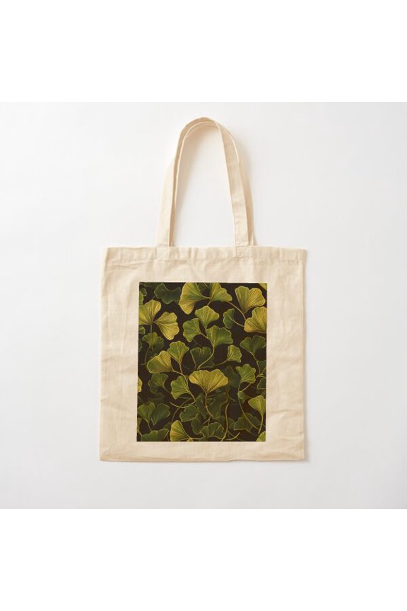 Ginkgo Biloba Seamless Pattern Style 01 Canvas Tote Bags, Reusable Shopping Bag