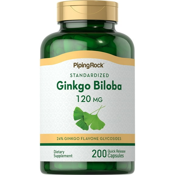 Ginkgo Biloba Supplements 120mg | 200 Capsules for Men and Women | by Piping Rock