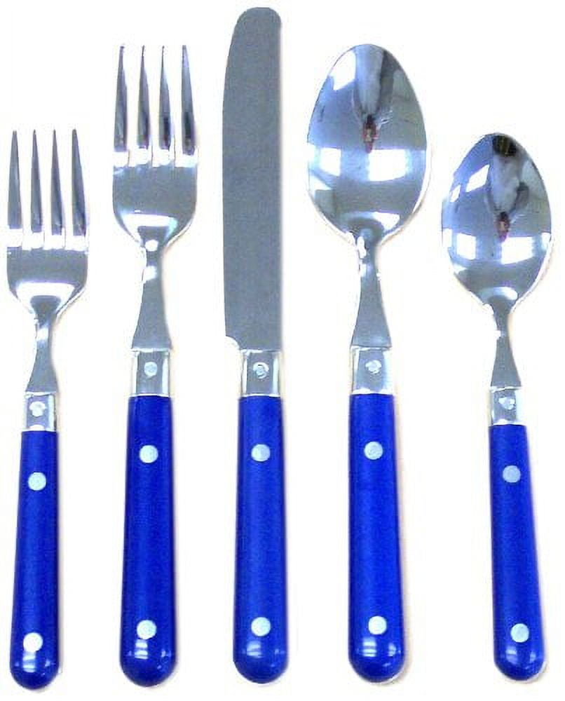Ginkgo International Le Prix 20Piece Stainless Steel Flatware Set, Bright Blue, Service for 4