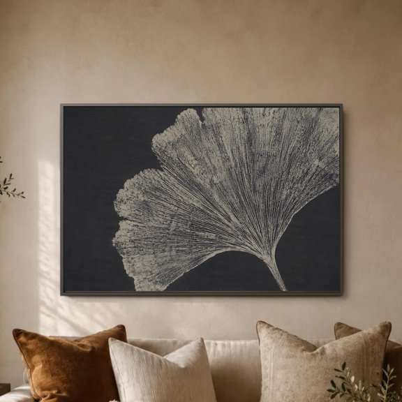 Ginkgo Leaf Beige Botanical Oversized Minimal Line Texture Poster