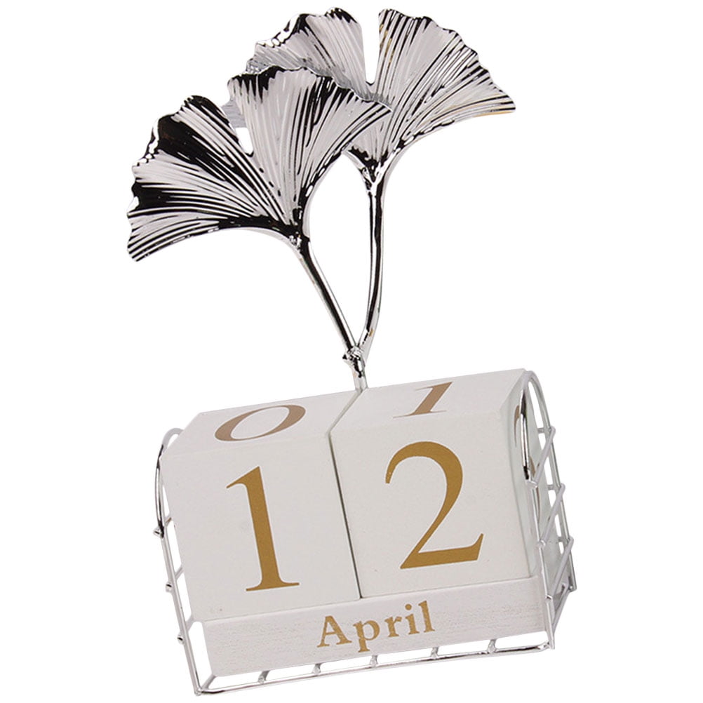 Ginkgo Leaf Desk Calendar Date Blocks for Teacher Office Decor Wooden