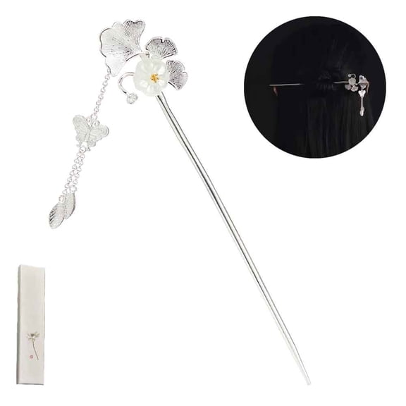 Ginkgo Leaf Flower Hair Pins Chinese Chopstick for Women Hair Sticks Japanese Hair Chopstick Bun Maker Long Hair Handmade Chignon Maker Hair Accessories