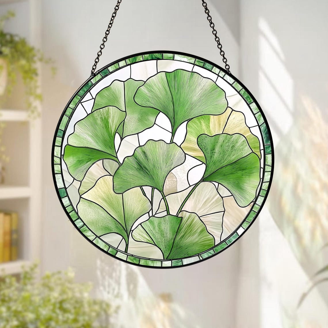Gingko Window Ginkgo Leaf Glass Suncatcher, Ginkgo Window Hanging, Garden Window ...