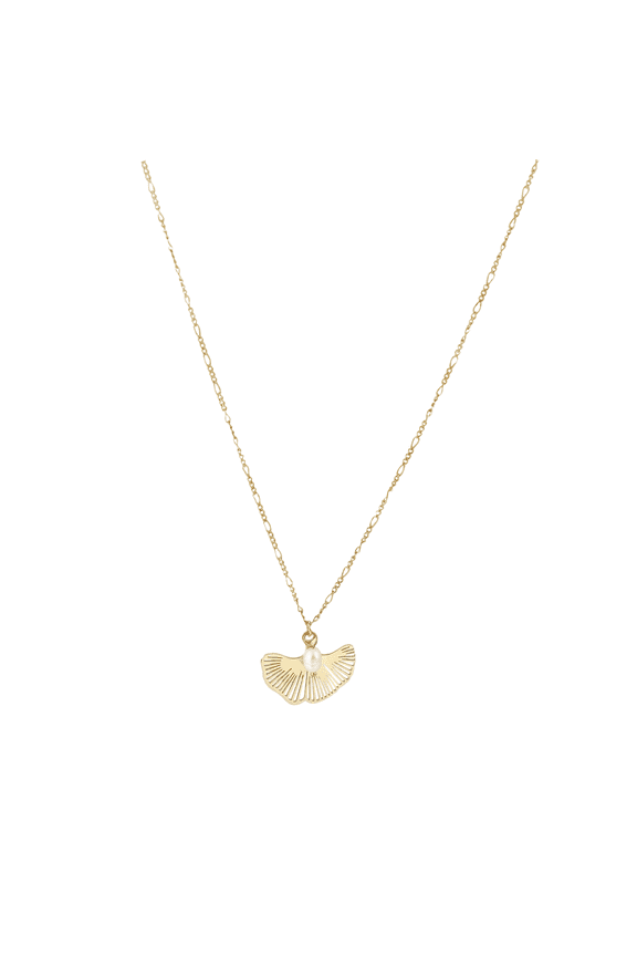 Ginkgo Leaf Pendant Necklace for Women, Gold Plated Stainless Steel with Pearl Accent Elegant Nature Inspired Jewelry Gift