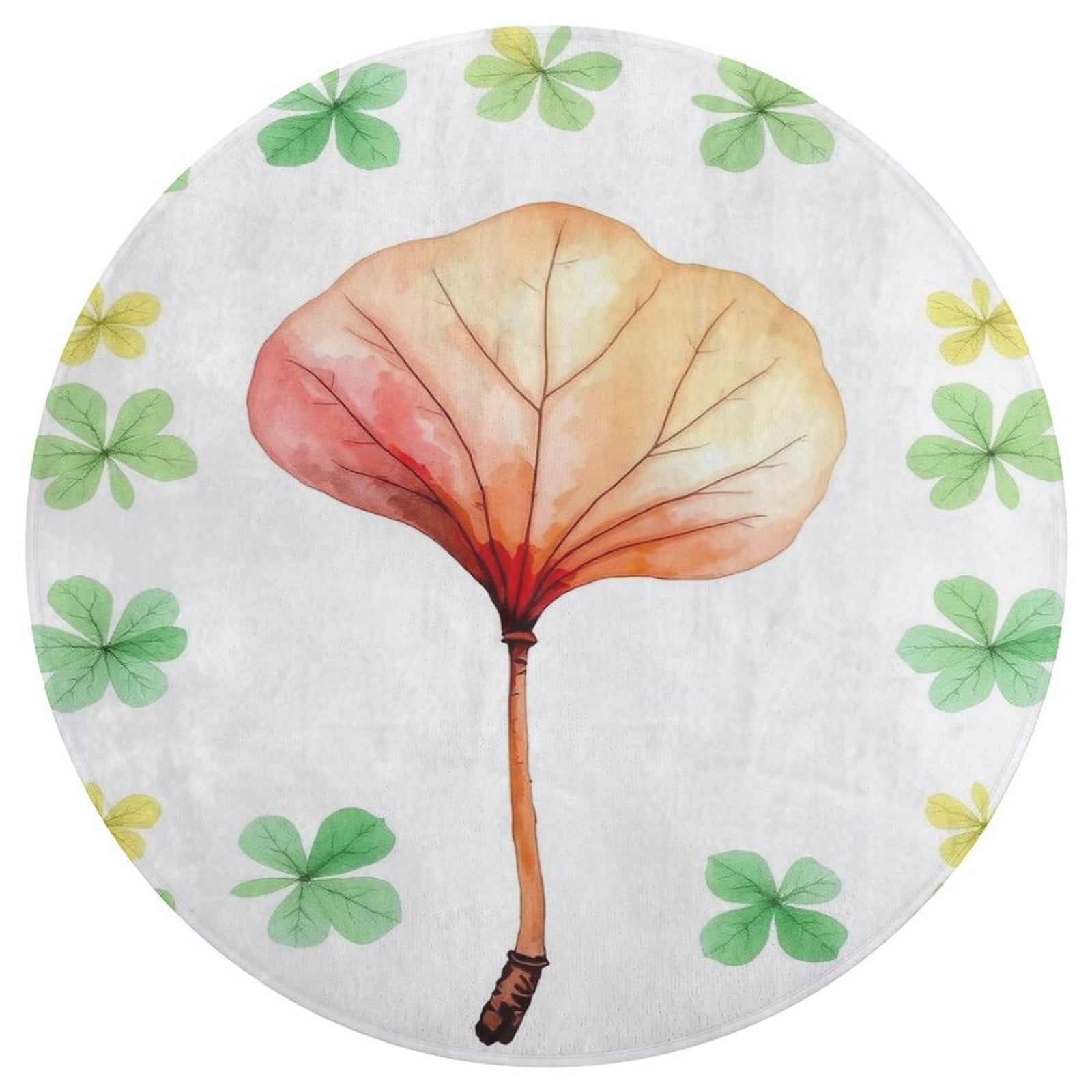 Ginkgo Leaf Sketch And Watercolor Pattern Round Area Rug Floor Carpets ...