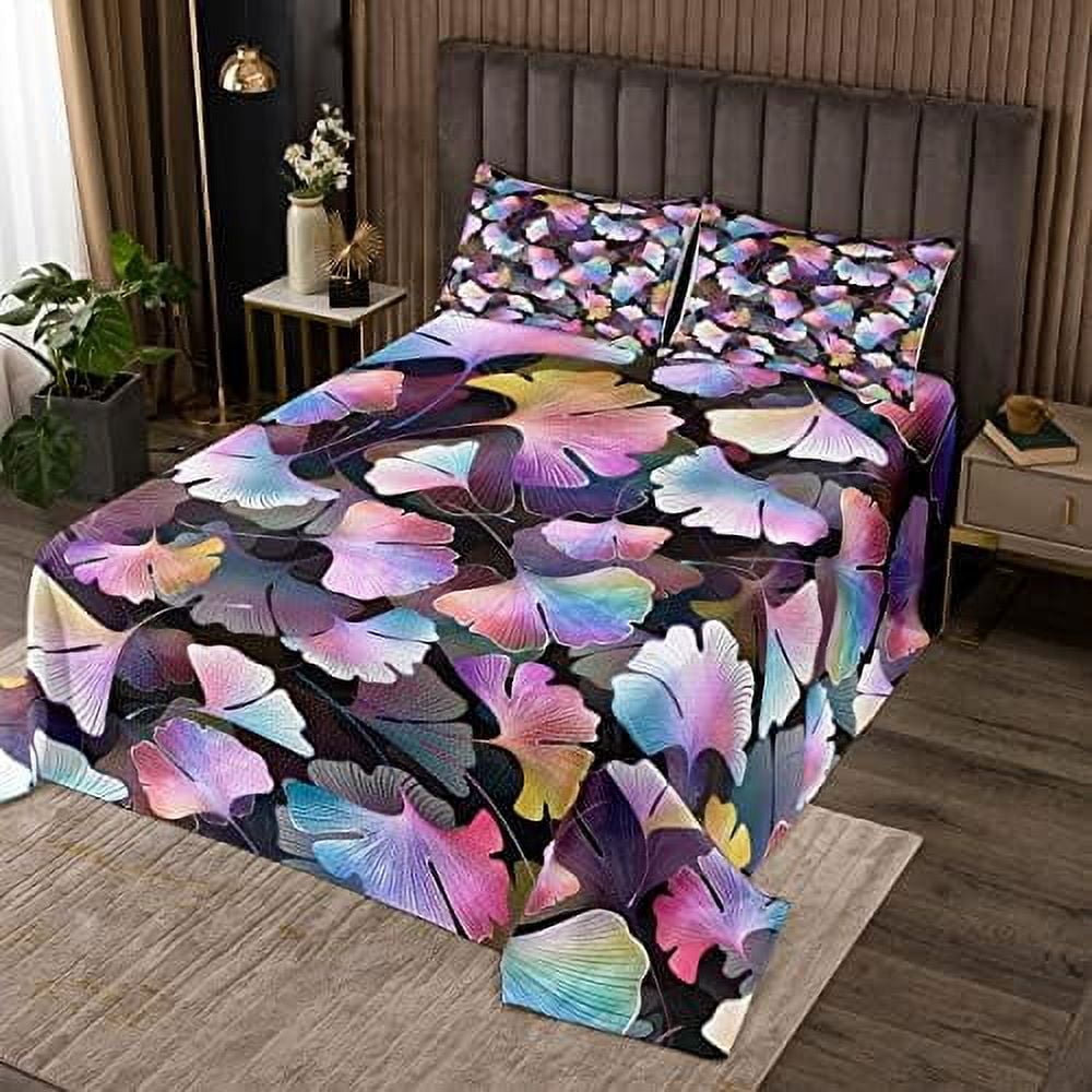 Ginkgo Leaves Bedspread Golden Ginkgo Biloba Leaf Quilted for Kids