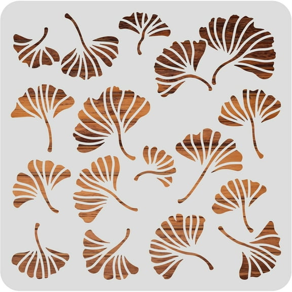 Ginkgo Leaves Drawing Stencils 12x12inch Autumn Tree Leaf Painting Templates for Scrapbooking Fabric Floor Furniture Wall Art DIY Leaf