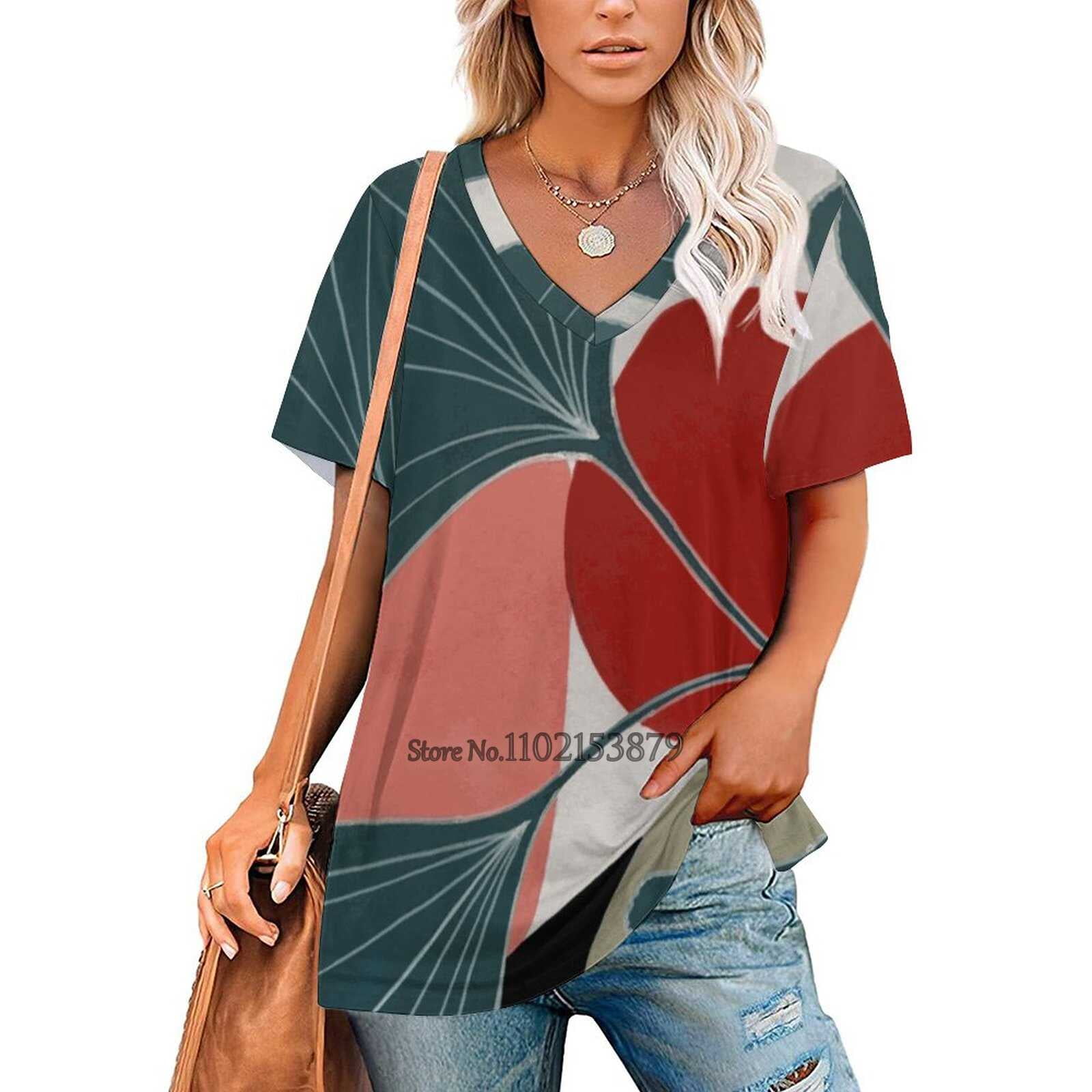 Ginkgo Leaves In The Moonlight Women Print T-Shirt Summer Casual Tops ...