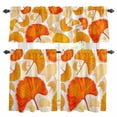 thumbnail image 1 of Ginkgo Leaves Kitchen Curtains Valances and Tiers Set of 3 Orange Leaf Fall Plant Hand-painted Abstract Tier Curtains and Valance with Rod Pocket for Small Windows, 27.5"x36", 1 of 9