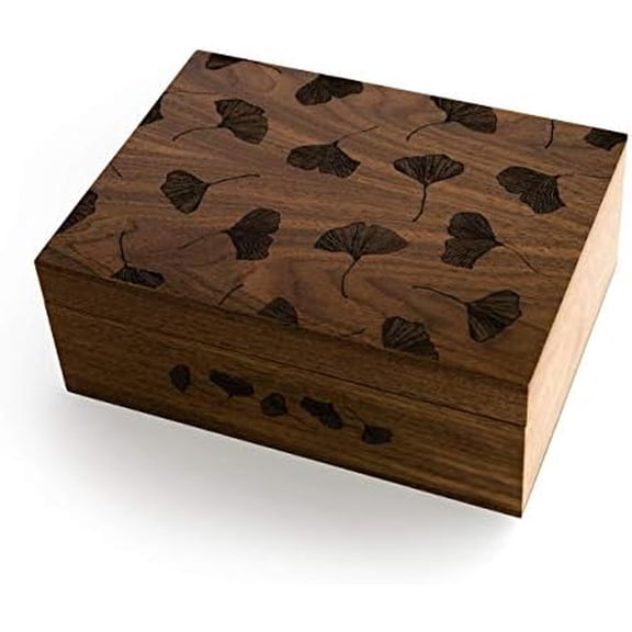 Ginkgo Leaves Wood Keepsake Box [Personalized Custom Gifts, Anniversary, Wedding, Baby, Memory, Father's Day, Gifts for Dad]$$Home Decor, Kitchen, & Other