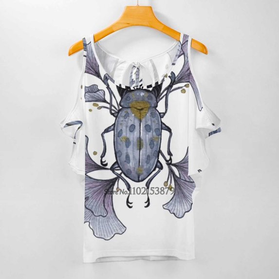 Ginkgo ( Light Background ) Women'S T-Shirt Casual Short Sleeved Tops V-Neck Zipper Tee Ladies Loose T Shirts Gingko Ginkgo