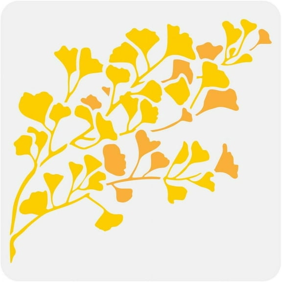 Ginkgo Tree Branches Stencil 11.8x11.8" Ginkgo Leaf Large Stencils Gingkgo Leaves Drawing Stencils Reusable Autumn Plants Painting Templates for Fabric Tiles Floor Furniture Wood